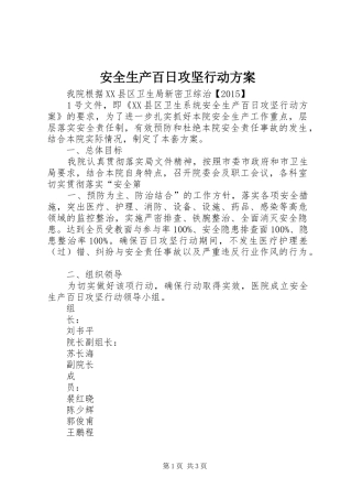安全生产百日攻坚行动方案