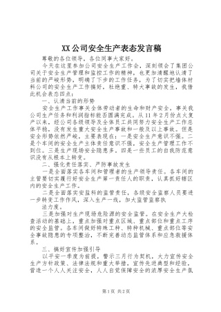 XX公司安全生产表态发言稿范文