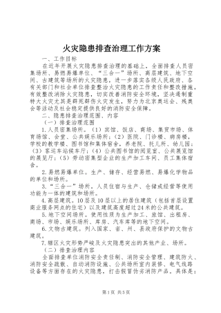 火灾隐患排查治理工作方案