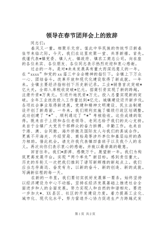 领导在春节团拜会上的致辞演讲(5)