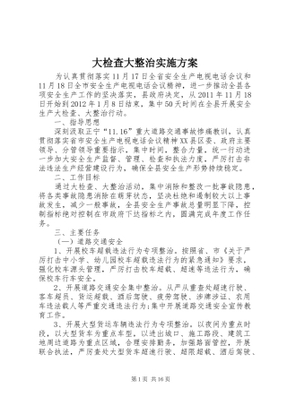 大检查大整治实施方案