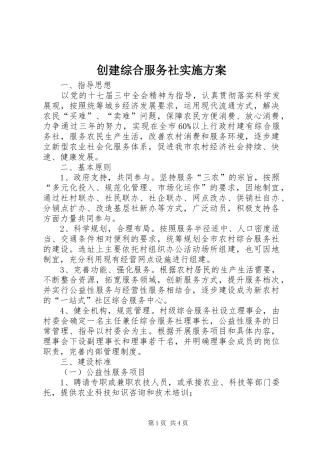 创建综合服务社实施方案