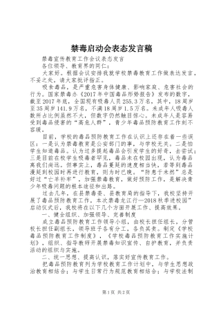 禁毒启动会表态发言
