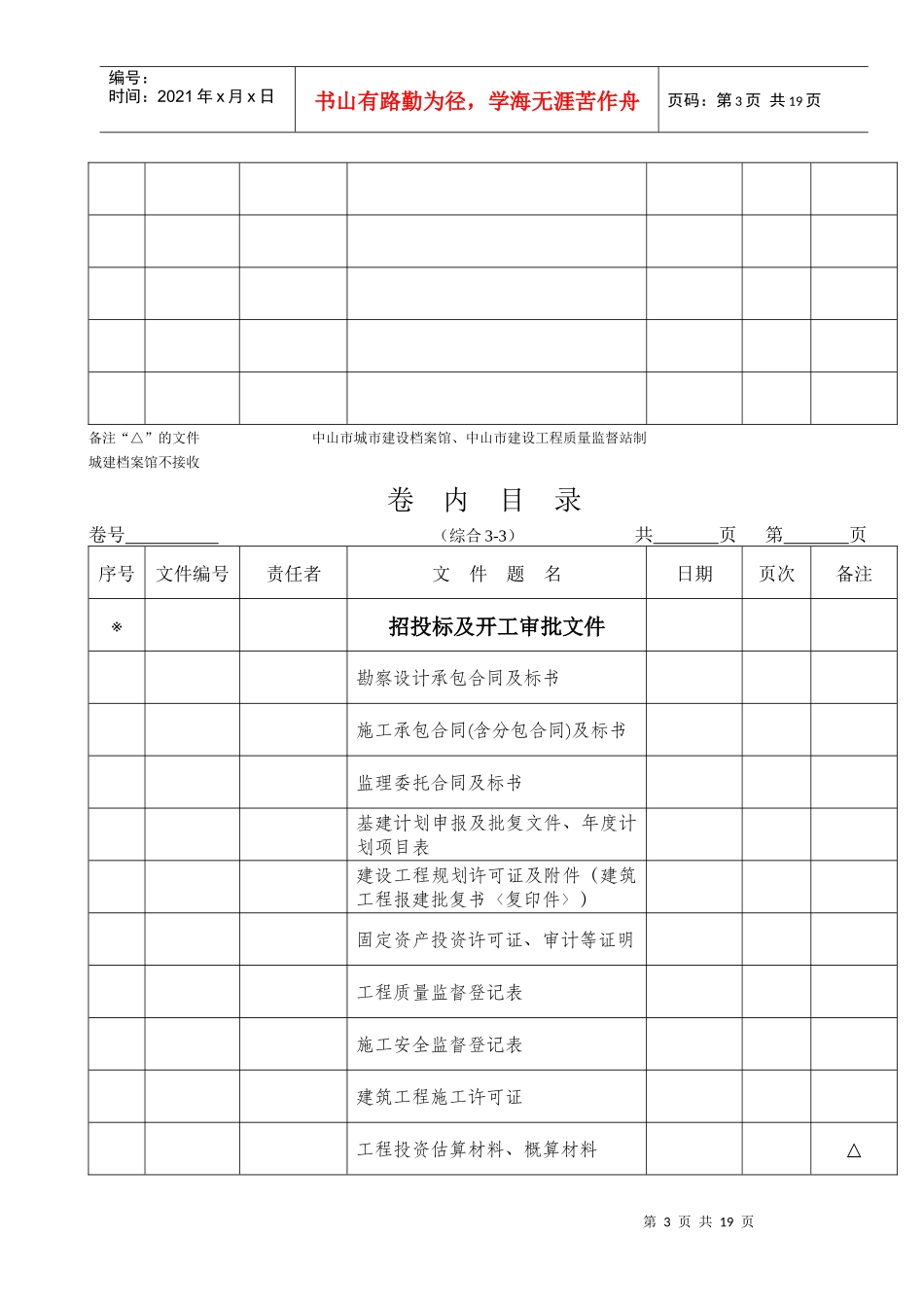 市政工程卷内目录(中山市)_第3页