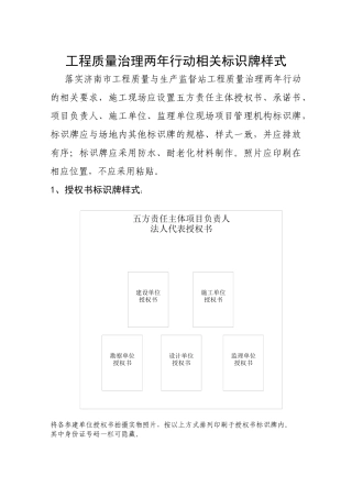 工程质量治理两年行动相关标识牌样式