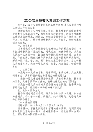 XX公安局特警队集训工作方案