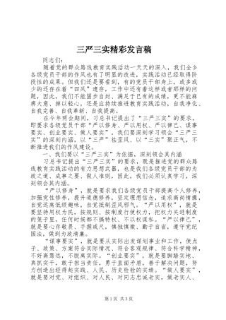 三严三实精彩发言稿范文