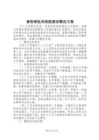 畜牧兽医局效能建设整改方案
