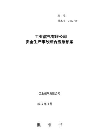 工业燃气公司安全生产事故综合应急预案