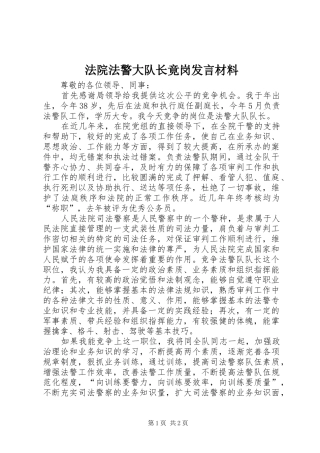法院法警大队长竟岗发言材料提纲