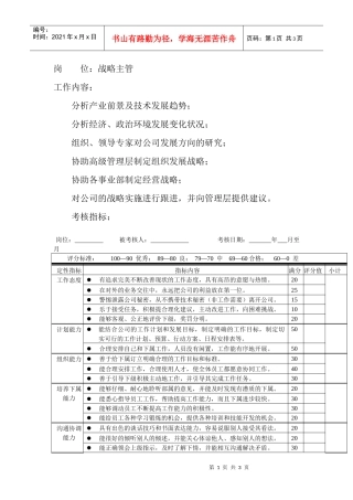 岗位工作内容和年度定性考核指-战略主管