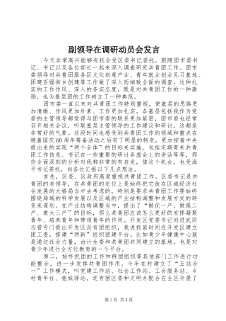 副领导在调研动员会发言稿