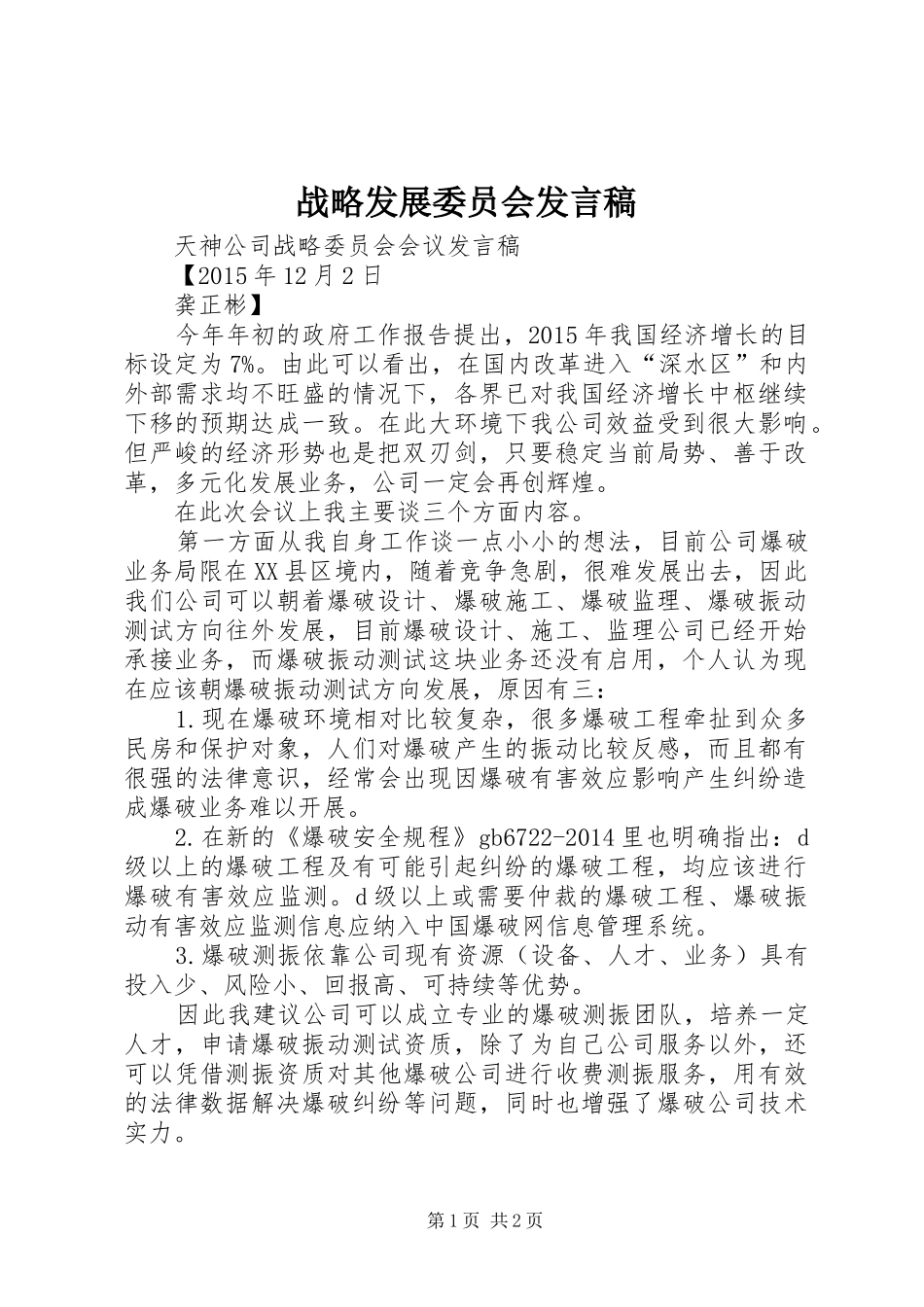 战略发展委员会发言_第1页