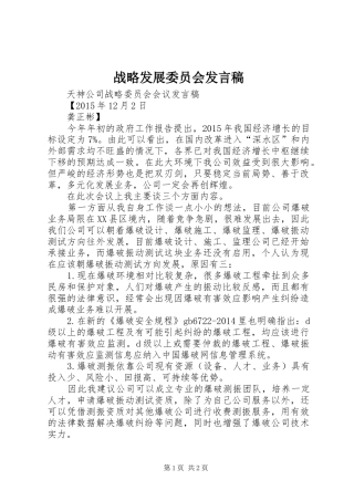 战略发展委员会发言