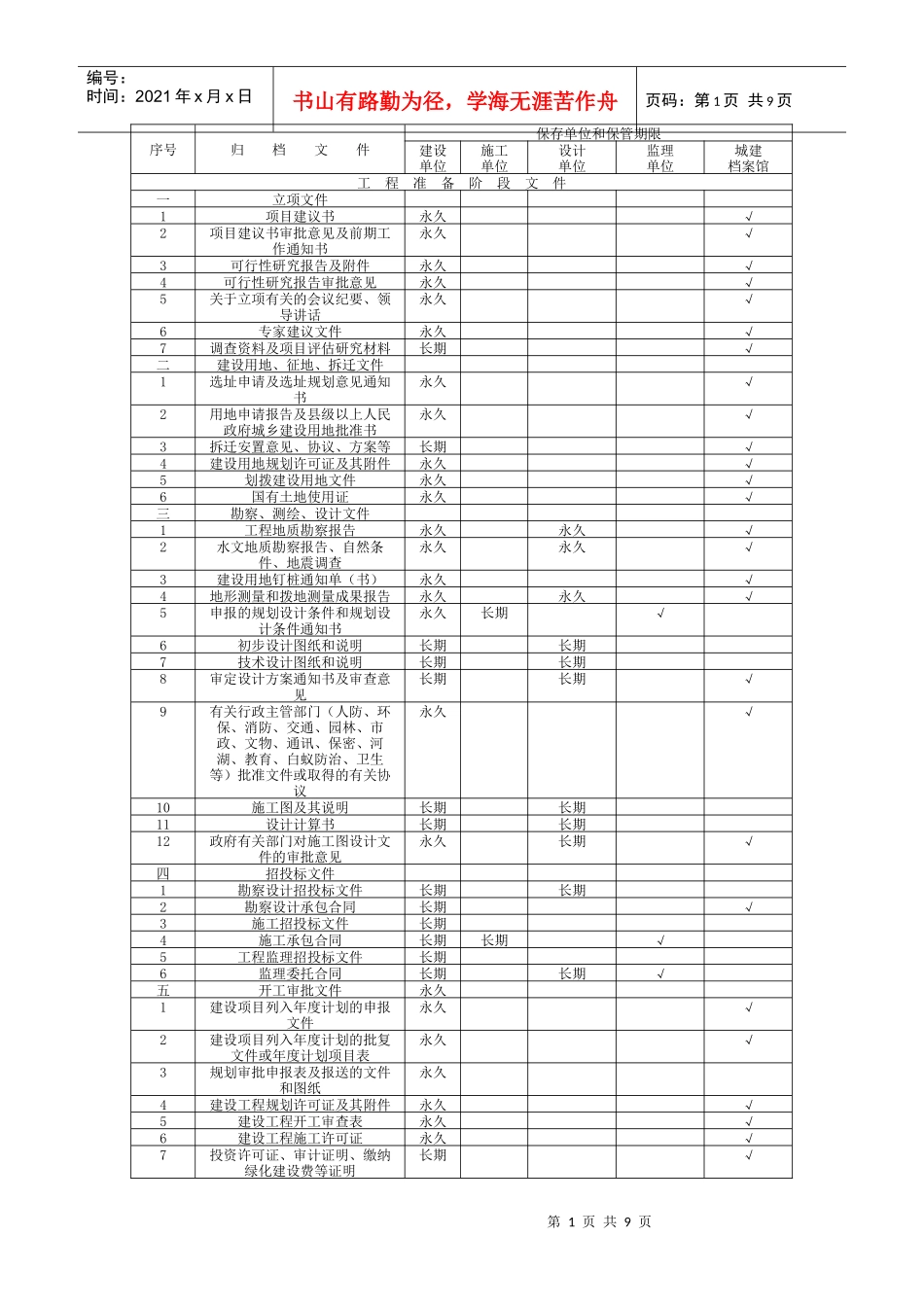 工程资料存档规定_第1页
