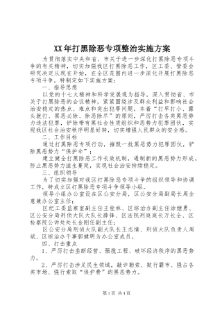 XX年打黑除恶专项整治实施方案