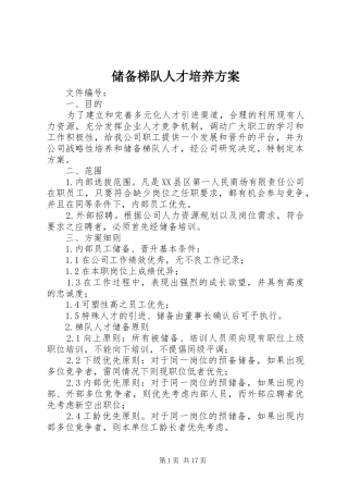 储备梯队人才培养方案