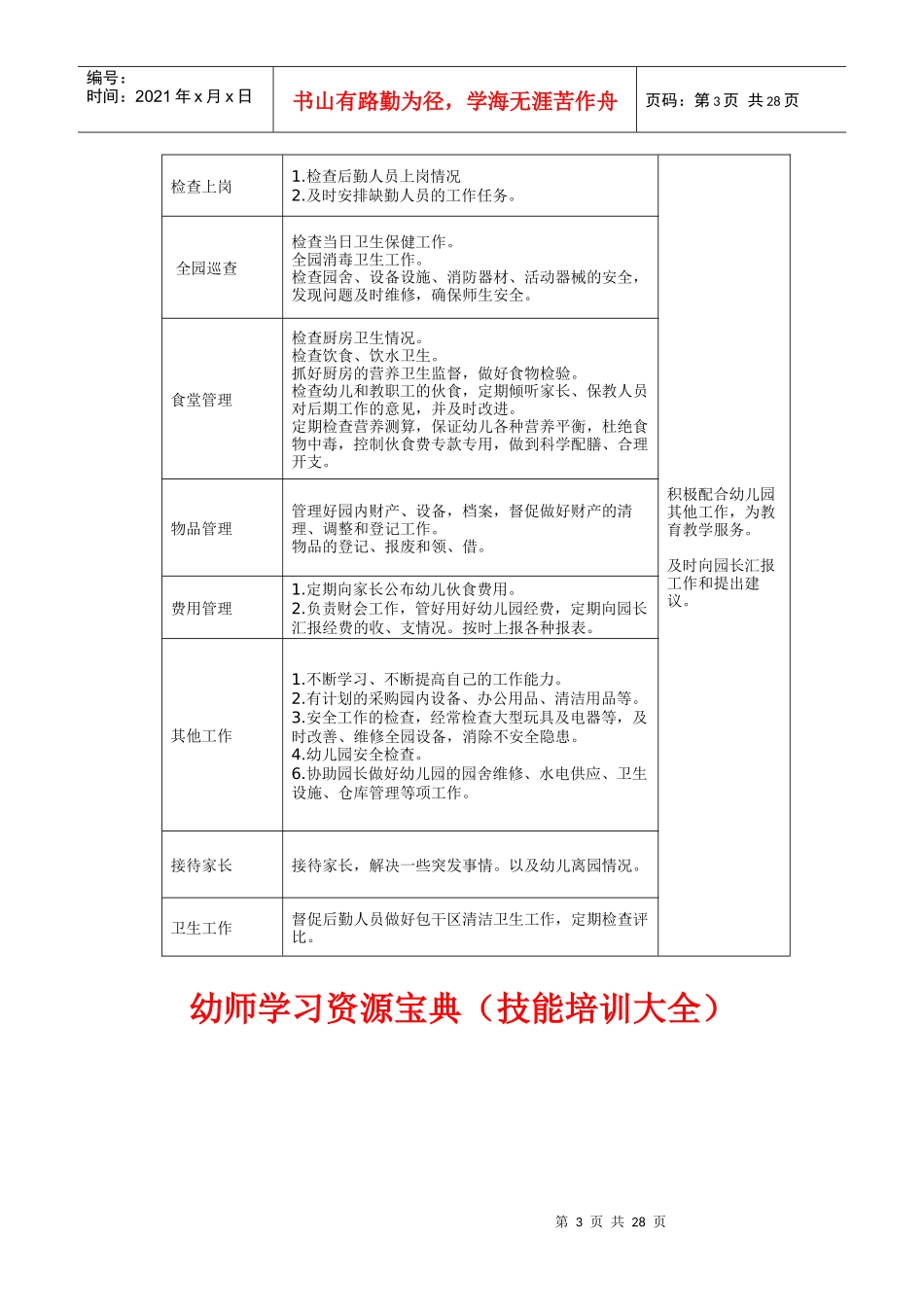 幼儿园园长、保教主任、后勤主任一日工作流程及内容_第3页