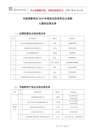 市级预算单位XXXX年度协议供货和定点采购