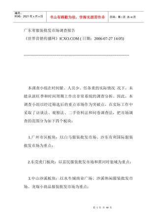 广东省服装批发市场调查报告(doc 46页)