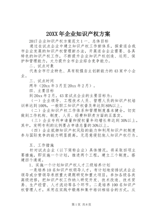 20XX年企业知识产权方案