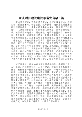 重点项目建设电视承诺发言5篇