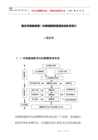 布朗德薪酬管理咨询体系简介