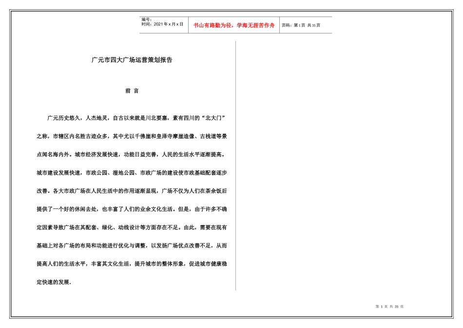 广元市四大广场运营策划报告_第1页