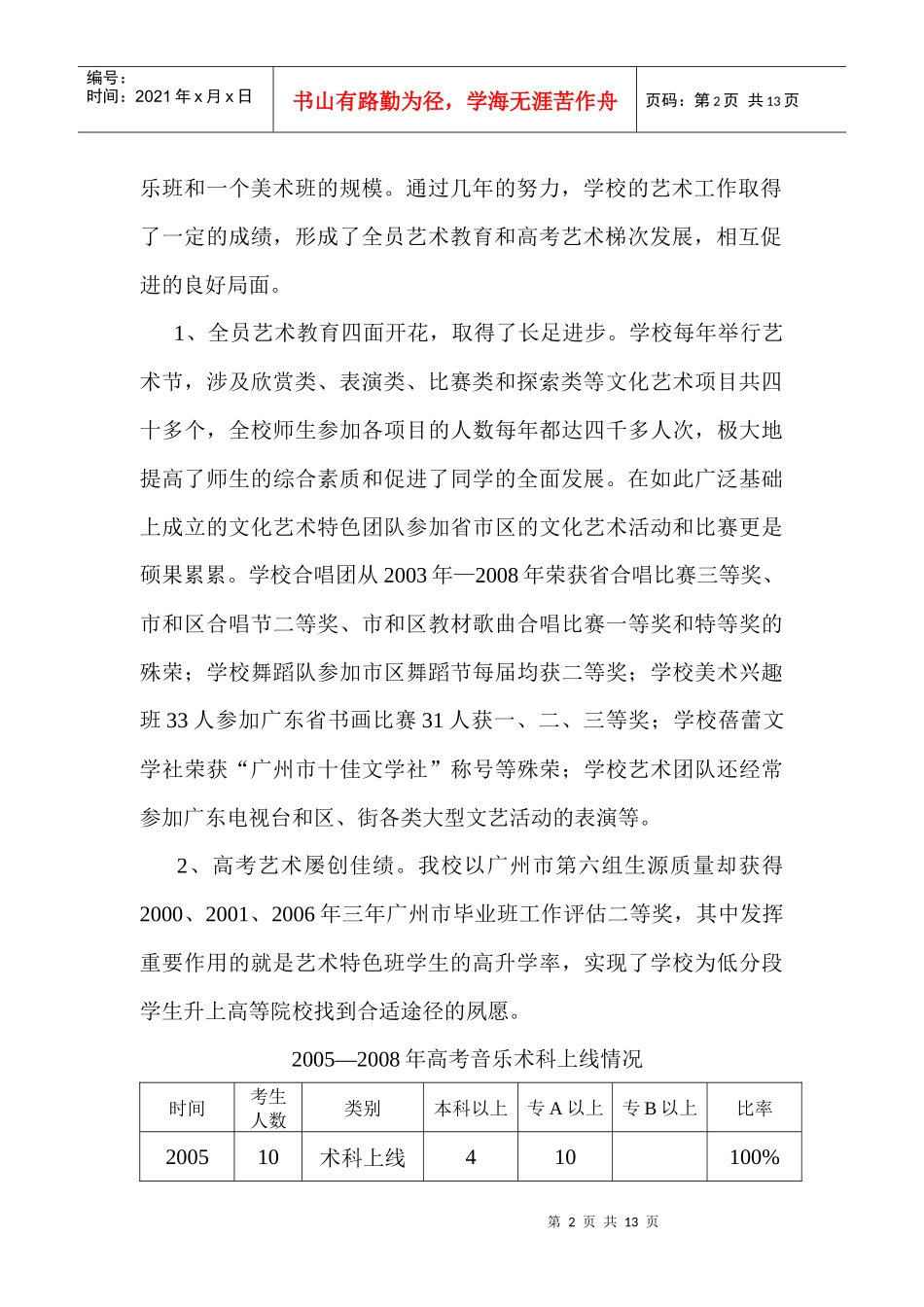 广州市第六十八中学创建白云区艺术高中发展规划_第2页