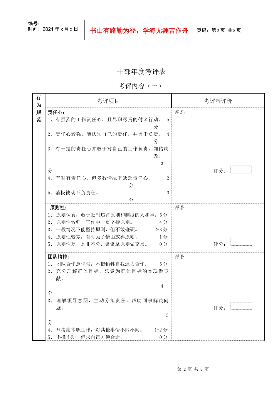 干部年度测评表_第2页