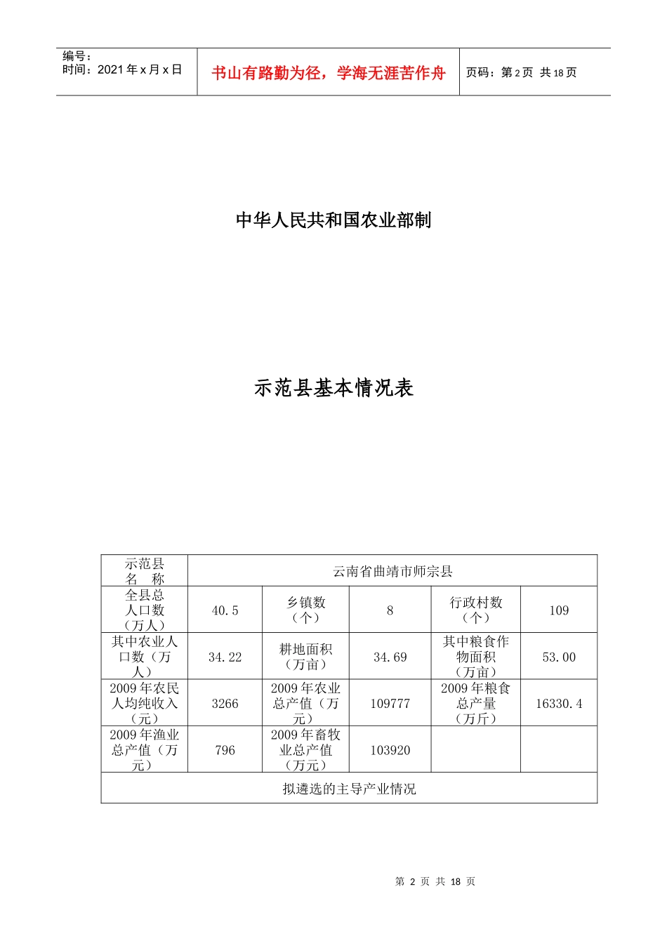 师宗县XXXX年度基层农技推广体系改革与建设示范县项目实施方_第2页