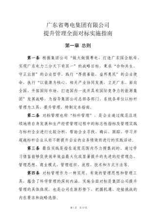 广东省粤电集团有限公司提升管理全面对标实施指南