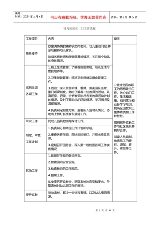 幼儿园园长一日工作流程