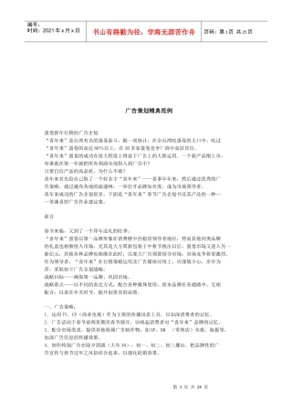 广告策划精典样本