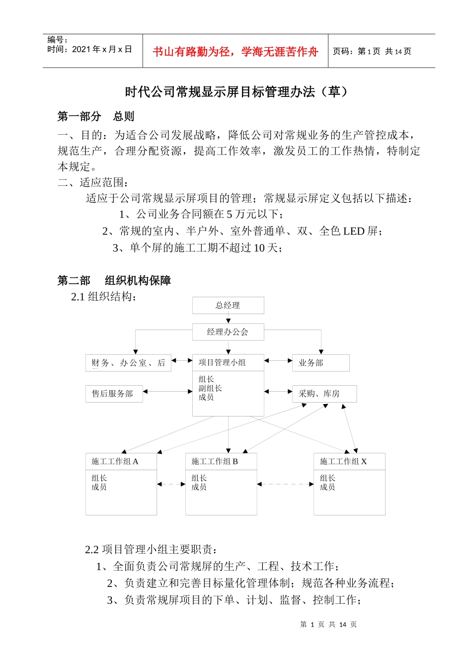 常规显示屏目标量化管理执行办法(新试行)_第1页