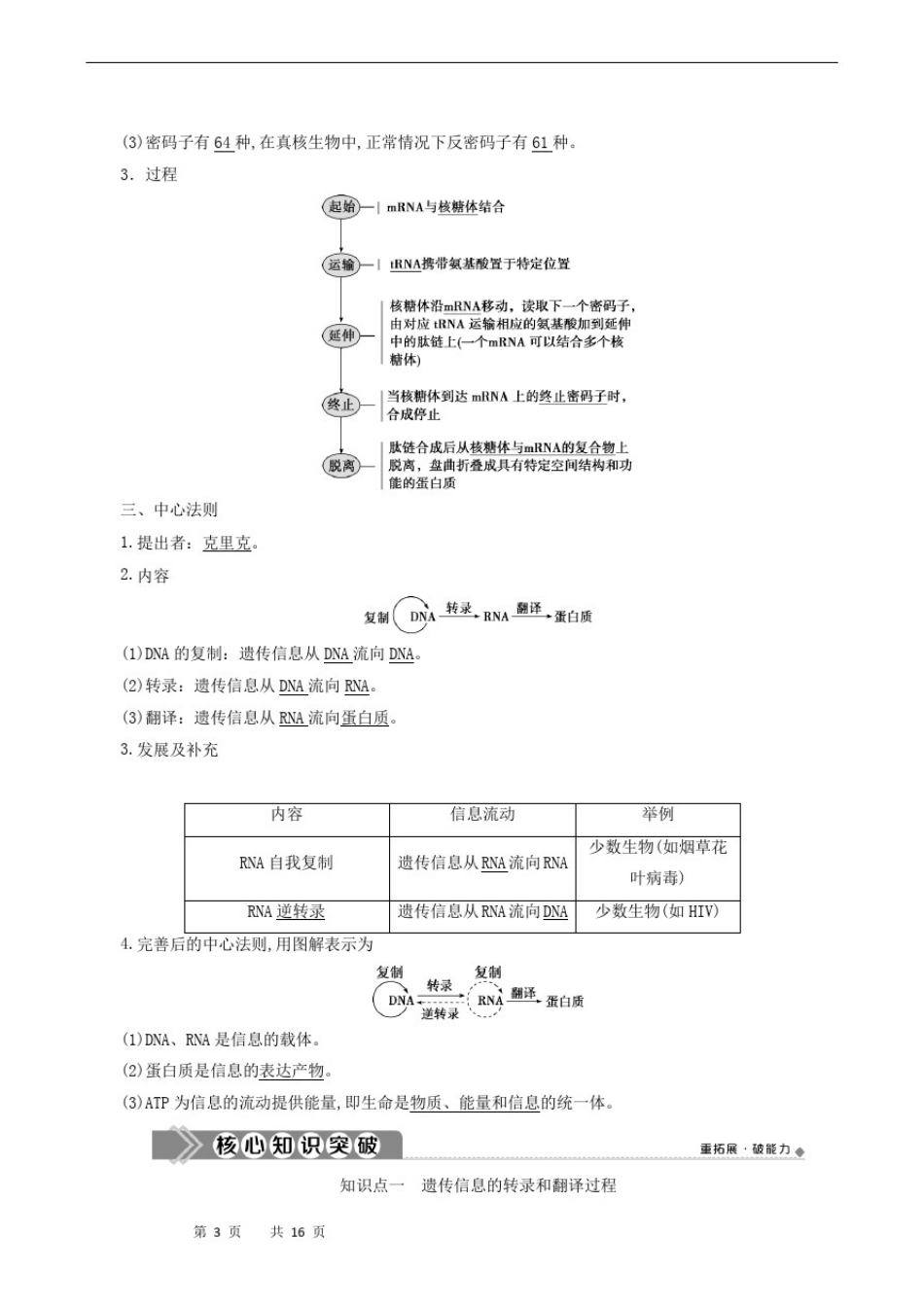 人教版高中生物必修2同步学习-第4章第1节基因指导蛋白质的合成_第3页