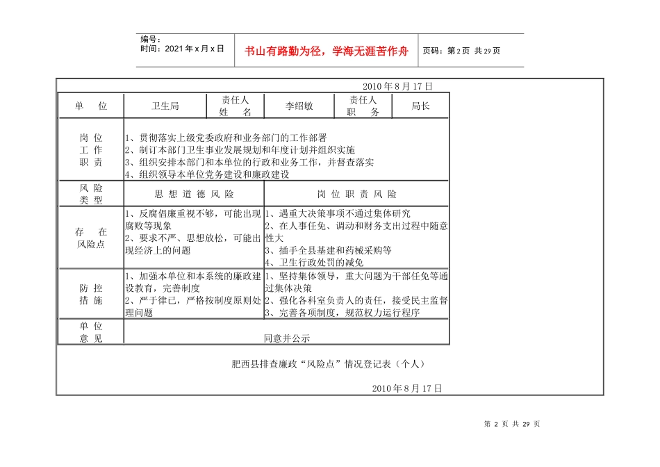 廉政风险点自查表(样表)_第2页