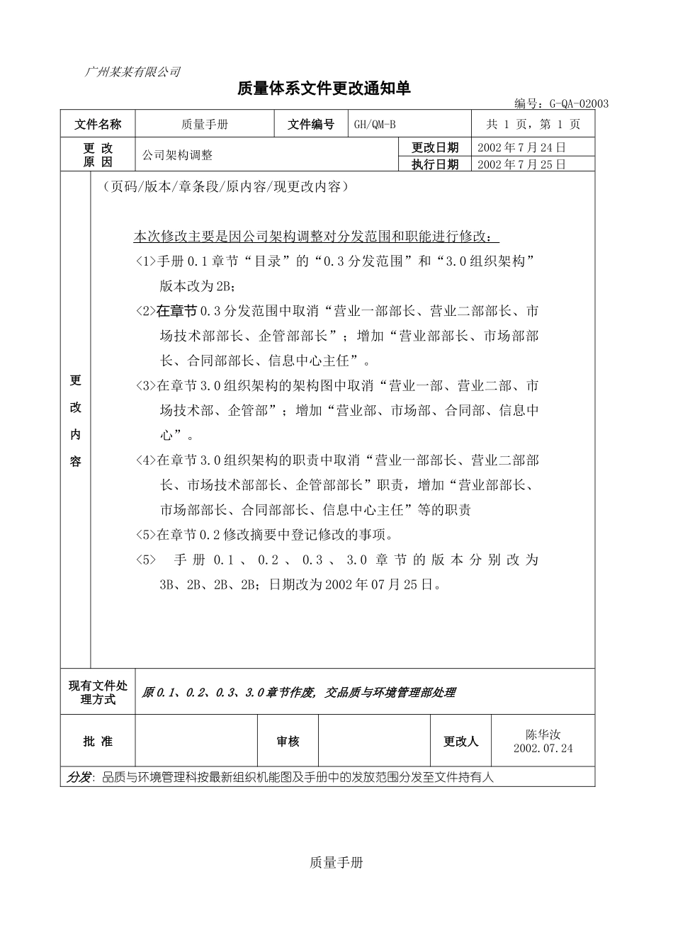 广州某某有限公司质量手册_第2页