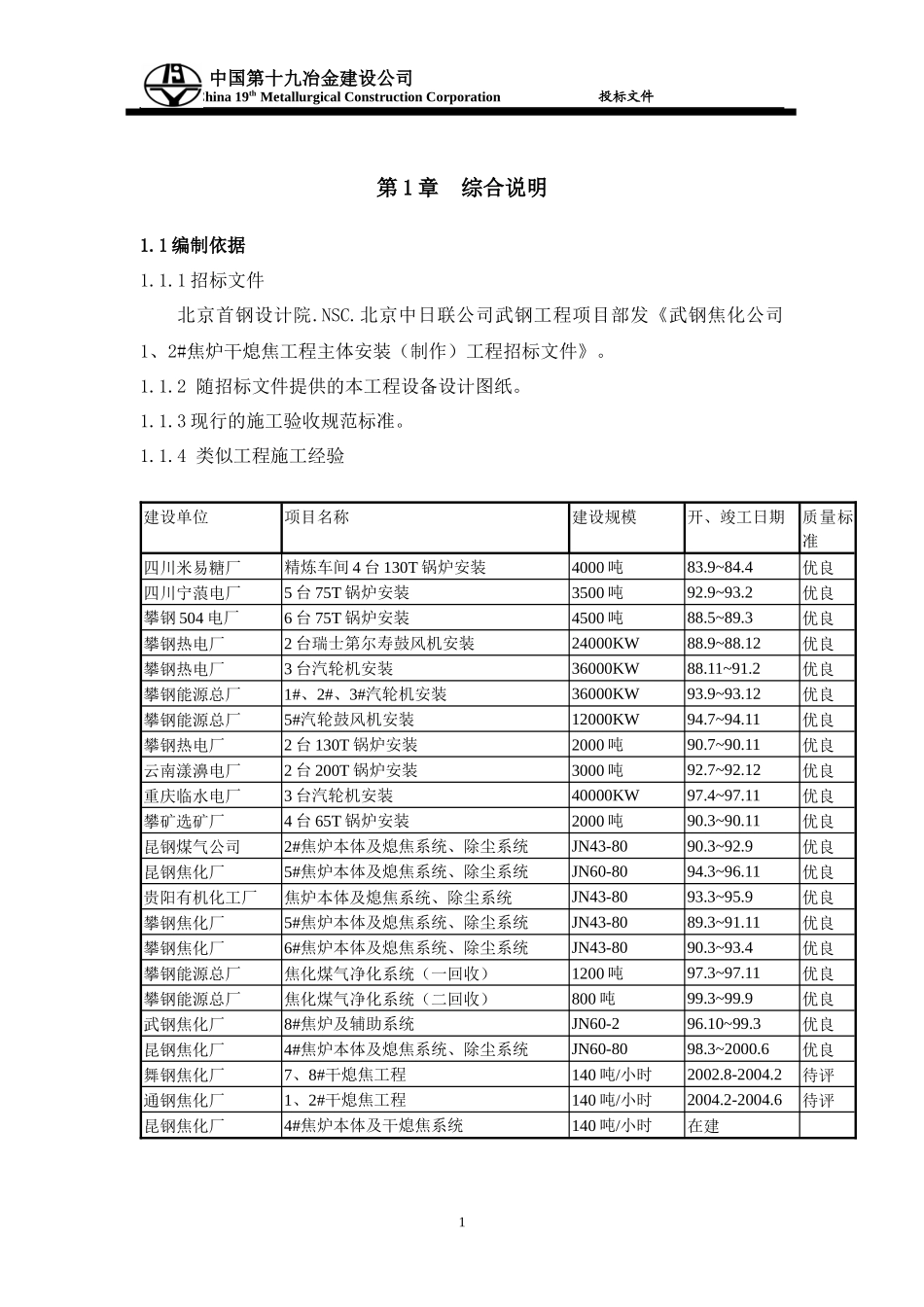 干熄焦本体制作安装标段施工组织设计汇总_第1页