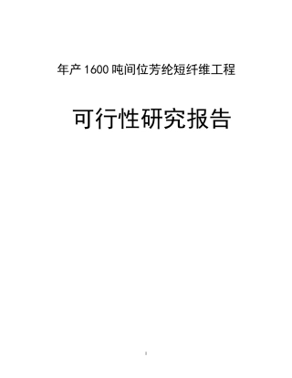 年产1600吨间位芳纶短纤维项目可行性研究报告可研报告