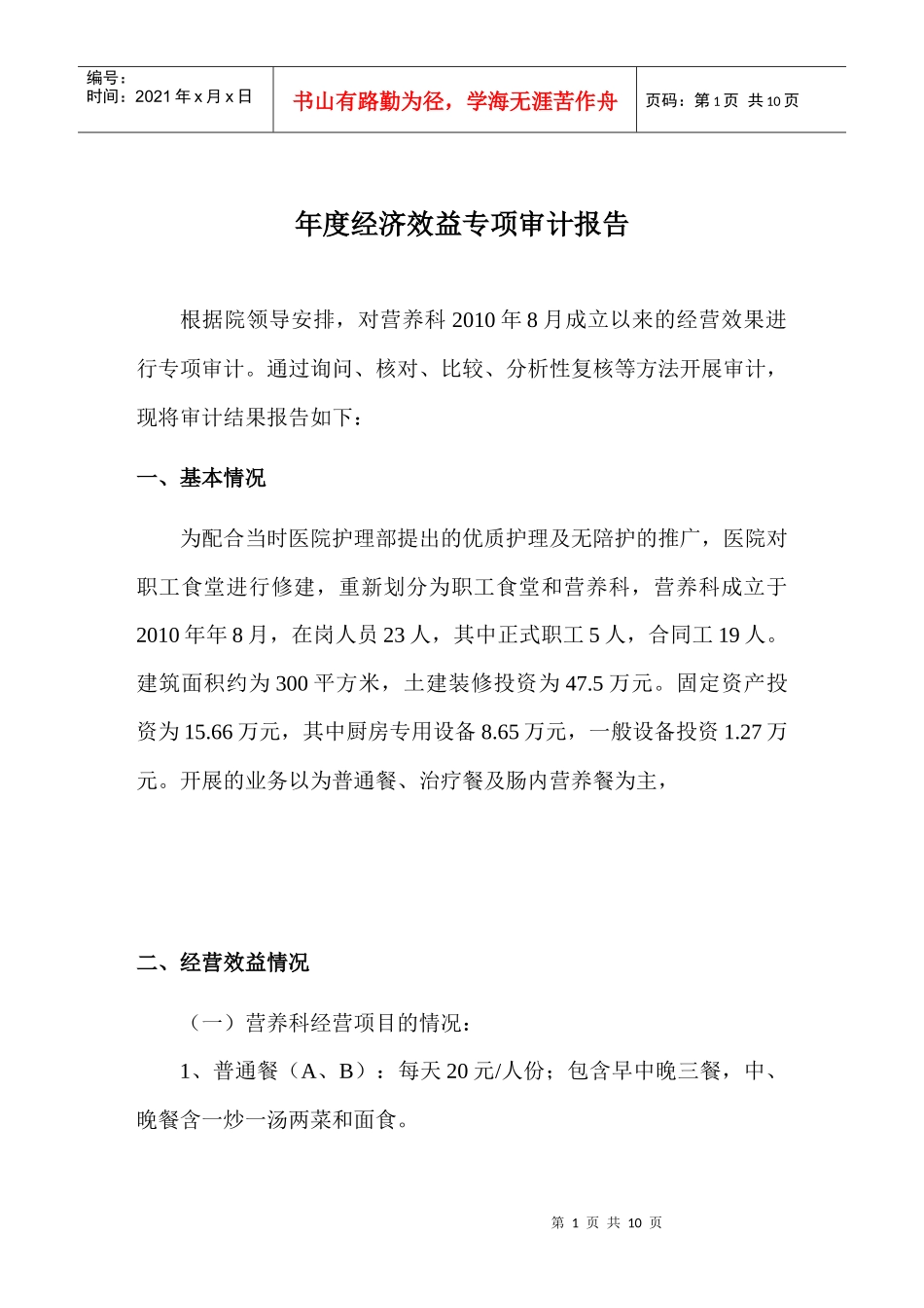 年度经济效益审计报告_第1页