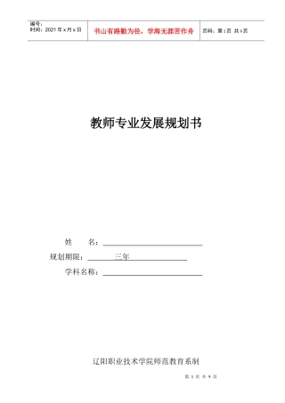 师范教育系教师专业发展规划书