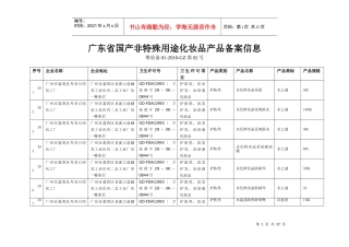广东省国产非特殊用途化妆品产品备案资料