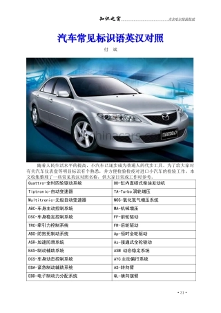 常用汽车英文缩写含义全攻略