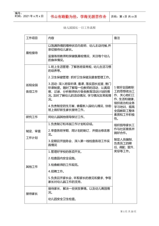 幼儿园园长、保教主任、后勤主任一日工作流程及内容(DOC36页)