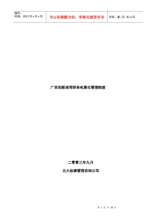 广西创新港湾财务电算化管理制度