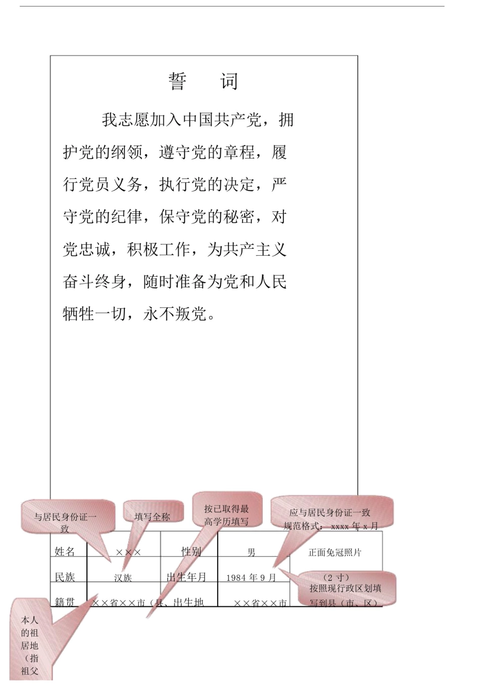 中国共产党入党志愿书填写样本.doc_第2页