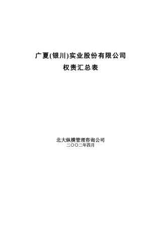 广夏(银川)实业股份有限公司权责汇总表