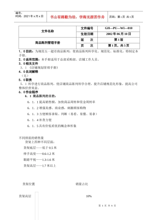 店铺商品陈列管理手册