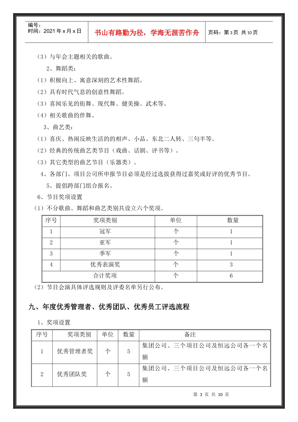 年会活动方案及费用预算_第3页